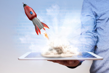 Man Hand Tablet PC Digital Rocket