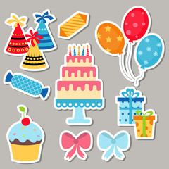 Happy birthday icons set