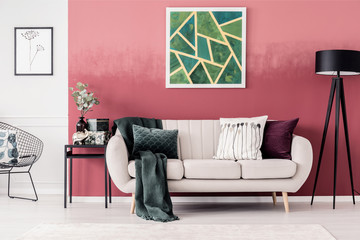 Sofa and geometrical painting