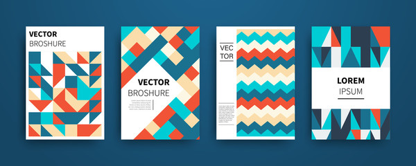 Modern futuristic abstract geometric covers set