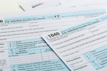 Naklejka na ściany i meble Tax forms, close up
