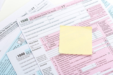 Obraz premium Tax forms, close up