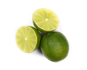 Lime slices isolated on white background, top view