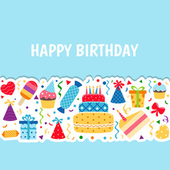 Background with birthday icons set