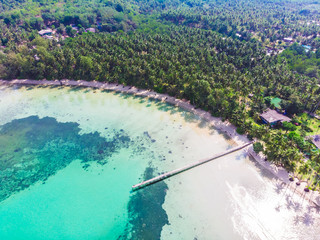 Fototapeta na wymiar Aerial view of beautiful beach and sea with coconut palm tree