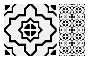 vintage tiles patterns antique seamless design in Vector illustration