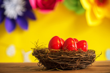 Happy easter decoration background.