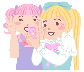 自撮りをする女の子たち