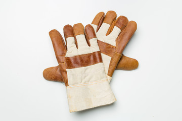 Working mens gloves isolated on white background