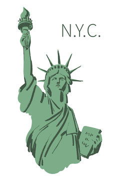 Vector sketch of Statue of Liberty New York of USA in illustration