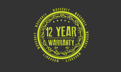 12 years warranty icon vintage rubber stamp guarantee