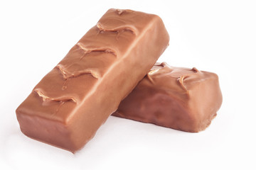Chocolate bars isolated on white