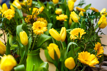 bouquets of spring yellow flowers