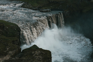 magnificent view of powerful Dettifoss waterfall in iceland