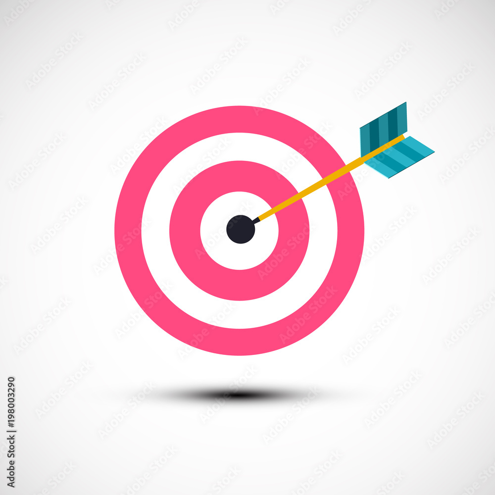Poster target icon. vector symbol with dart in centre.