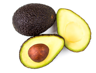 Avocado isolated on white background. Two Avocadoes close up, top view. © nataliazakharova