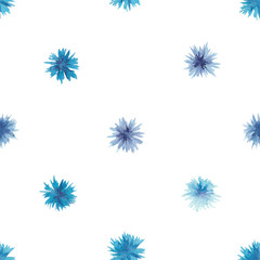 Watercolor cornflowers seamless pattern