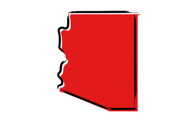 Obraz premium Stylized red sketch map of Arizona
