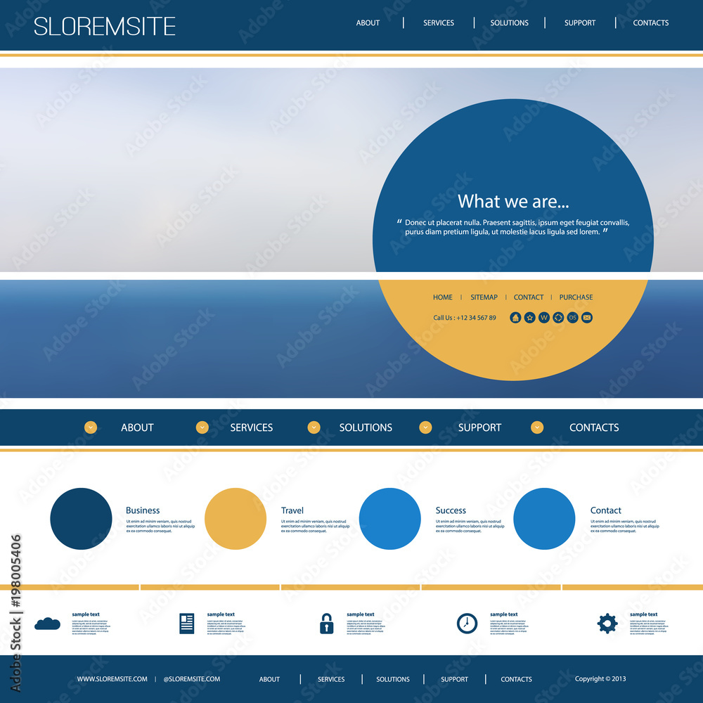 Poster website design template for your business with blurred cloudy sky image