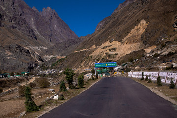 Beautiful mountain with river and sky green tree with cloud