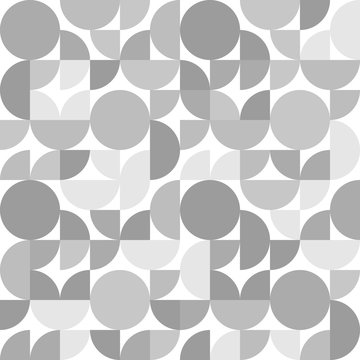 Black and white circles parts chaotic geometric seamless pattern, vector