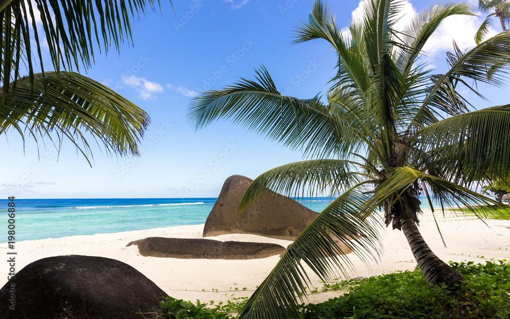 Sticker Paradise beach in the Seychelles