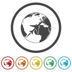 World travel, Travel around the world flat design, 6 Colors Included