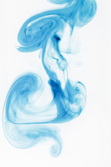 abstract blue ink splash, isolated on white