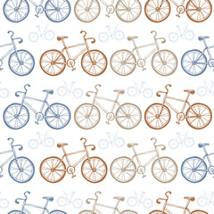 Seamless vintage bicycles pattern.