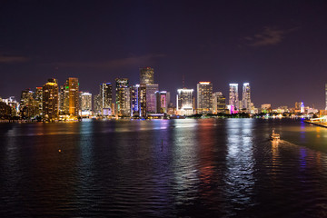 Fototapeta na wymiar Miami, Florida, USA skyline on Biscayne Bay. glowing view of Miami downtown