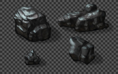 Rock stones collection. Vector 3d realistic illustration.