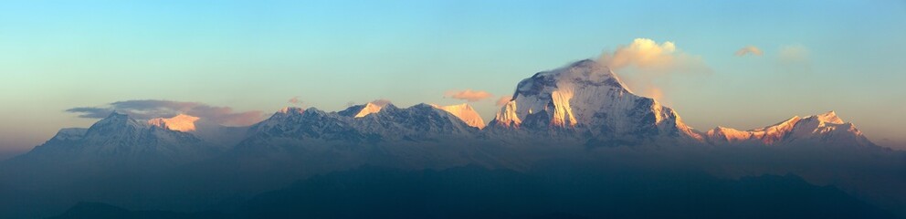 Fototapeta na wymiar Mount Dhaulagiri morning panoramic view