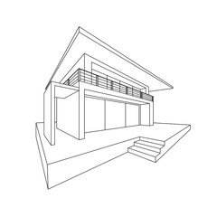 Perspective modern two storey home vector