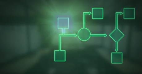 green wireframe illuminated