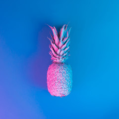 Pineapple in vibrant bold gradient holographic neon  colors. Concept art. Minimal surrealism...