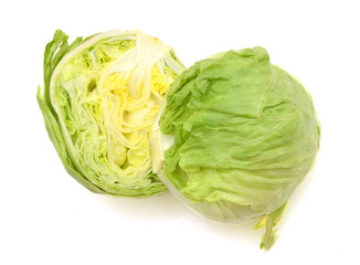 Fototapeta premium fresh iceberg salad isolated on white