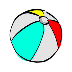 beach ball vector illustration sketch hand drawn with black lines isolated on white background