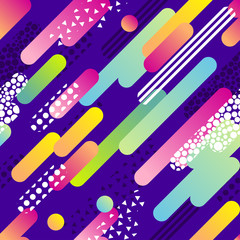 Abstract seamless vector pattern for girls, boys, clothes. Creative background with dots, geometric figures Funny wallpaper for textile and fabric. Fashion style. Colorful bright