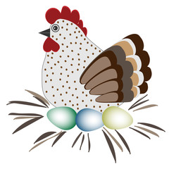 vector emblem of eco chicken and eggs