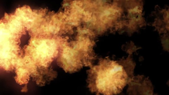 Burning Fire ball explosion Detailed fire with black background
