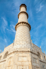 Fototapeta na wymiar white granite column of Taj Mahal