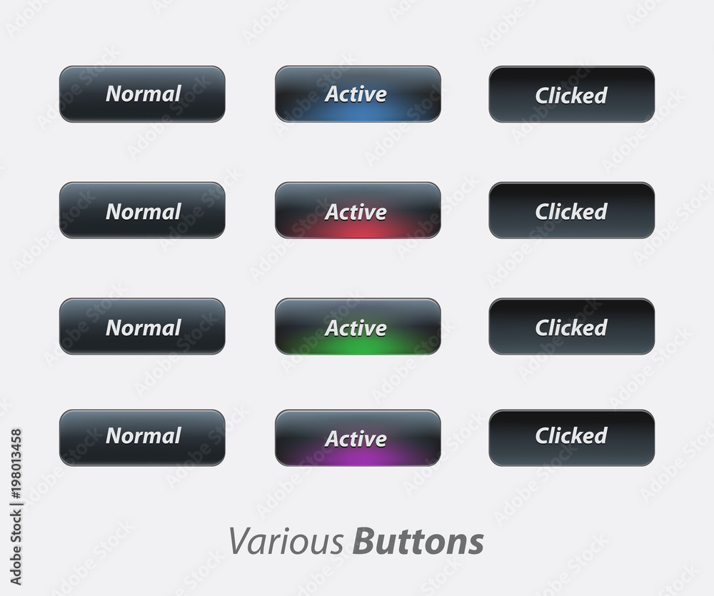 Poster active button, non-activ button ui ux kit