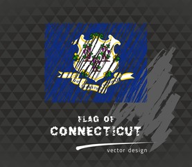 Flag of Connecticut, vector pen illustration on black background