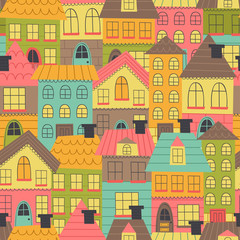 seamless pattern with many houses - vector illustration, eps
