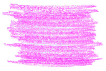 pink magenta lime texture of the pencil. Wax pastel stain. Pencil Hand-painted grunge chalk. Colorful background with a brace. Abstract stain isolated on white background. Template design for poster