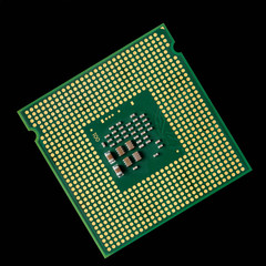 The reverse side of the microprocessor