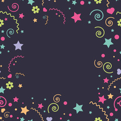 Fototapeta na wymiar vector seamless children's funny colorful different elements of a star, flowers, hearts