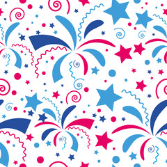 Fototapeta na wymiar vector seamless festive colored fireworks pattern