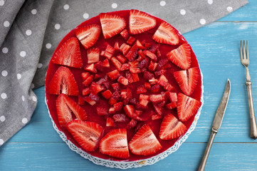 Homemade delicious strawberry cake dessert