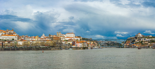 Fototapeta na wymiar Panorama of Porto with Luis I Bridge, Portugal